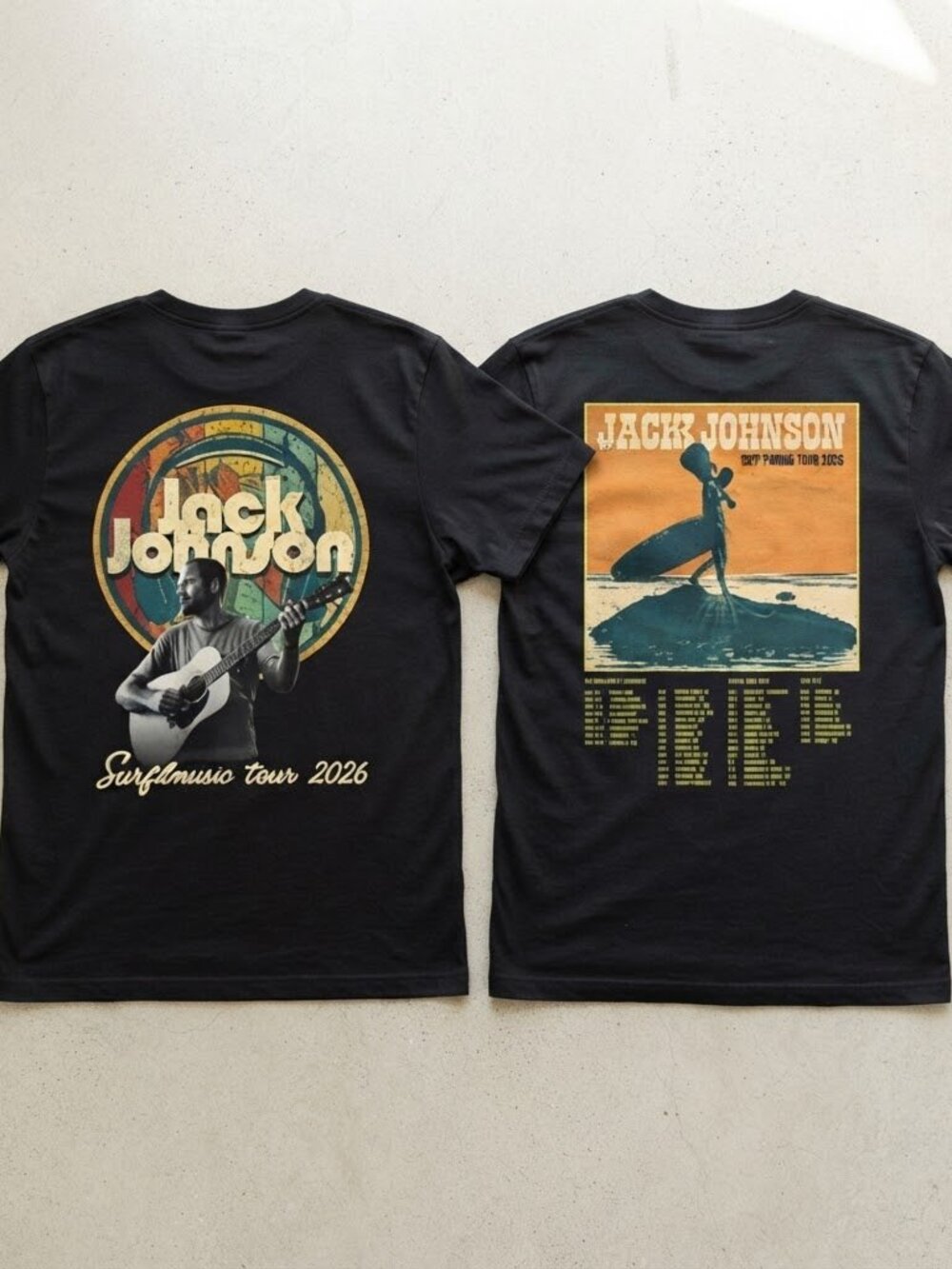 Jack Johnson Surf&Music Tour 2026 Black T-Shirt S-4XL